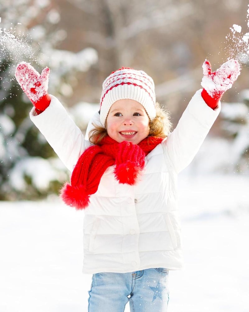 ONESING 3 Pairs Kids Fingerless Gloves with Mitten Cover Convertible Knit Gloves Kids Fingerless Mittens for Boys Girls - Image 5